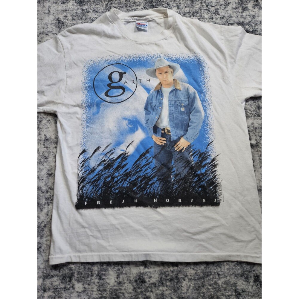 Vintage Garth Brooks Fresh Horses World Tour Shirt Men's Extra Large White 1996
